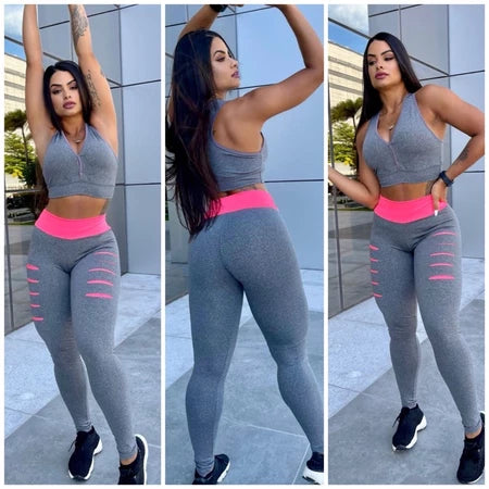 Conjunto Fitness Feminino: Calça Legging e Top Suplex para Máxima Performance e Estilo!